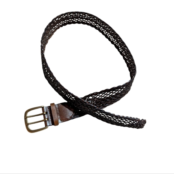 Braided Leather Belt M/L BROWN Neutral Boho Classic - Picture 1 of 5